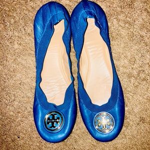 Gently used Tory Burch Navy Caroline 2 Ballet Sz 8